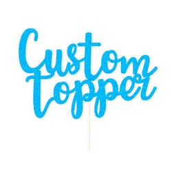 EDSG Custom Cake Topper, Personalized Double Sided Glitter Cake Topper with Any Text Numbers, 11 Colours for Birthday Wedding Anniversary Graduation Baby Shower (Blue)