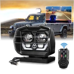 OPP ULITE Wireless Remote Control Led Search Light, 360º Degree Search Spot Work Driving Light, 5000LM 12V 60W Strong Magnetic Base Searchlight for Jeep Offroad SUV Trucks Boat Security Farm Field
