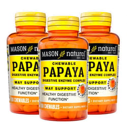 MASON NATURAL Papaya Digestive Enzyme Complex - Healthy Digestive Function, Promotes Nutrient Absorption, Peach Flavor, 100 Chewables (Pack of 3)