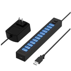 SABRENT 13 Port High Speed USB 2.0 Hub with Power Adapter and 2 Control Switches (HB-U14P)
