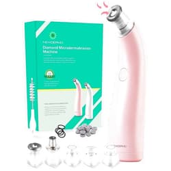 NEWDERMO 2-in-1 Microdermabrasion Machine for Facial, Diamond Microdermabrasion Device USB Rechargeable - Advanced Home Facial Treatment Machine (Pink)