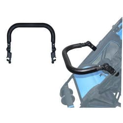 MINILUJIA Universal Baby Stroller Bumper Bar Adjustable Angle Armrest Handle Crossbar Stroller Accessory with Black PU Leather Cover