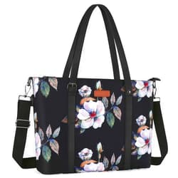 MOSISO USB Port Laptop Tote Bag (13-13.3 inch) with Adjustable Top Handle, Laptop Bag for Women, Hibiscus Polyester Work Travel