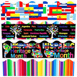 Pasimy 80 Pcs Hispanic Heritage Month Decorations Latin American Border Trim Spanish Bulletin Board Decorations for Hispanic Party Back to School Classroom Chalkboard Wall Board Decoration, 4 Designs