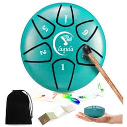 Laqula Mini Steel Tongue Drum 3 Inch 6 Notes Drum Percussion Instrument with Music Book Drum Mallet Carry Bag for Meditation Yoga Entertainment Musical Education (Lake Blue)