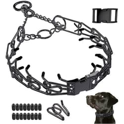Supet Black Prong Pinch Collar for Dogs, Adjustable No Pull Dog Collar, Training Collar with Quick Release Buckle for Small Medium Large Dogs