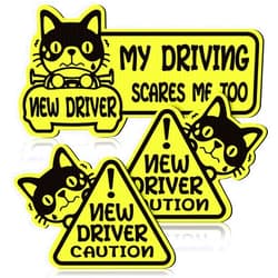 Tallew Set of 3 Reflective Student Driver Magnet for Car New Driver Sticker Please Be Patient Sign Keep Distance Sticker Decal Automotive Magnets Safety Sign Car Bumper Magnet Vehicle Sign (Funny Style)