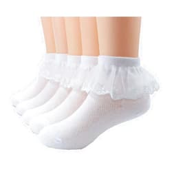 Xiyadun 5 Pairs Toddler Baby & Child Girls Ruffle Lace Ankle Cotton Dress Socks