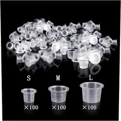 UPTATSUPPLY Tattoo Ink Cups 300Pcs Mixed Size Permanent Makeup Pigment Clear Holder Container Cap Tattoo Accessory
