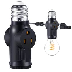 YENMOP 3 Prong Light Bulb Outlet Socket to Plug Adapter, Black Light Socket Converter, E26/E27 Lamp Bulbs to 2/3 Prong Socket for Indoor Outdoor Use