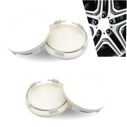 Slykew 4 PCS Car Hub Caps, Outside Diameter 2.36 in Inner Diameter 2.2 in Rim Hub Shell, Car Snap-On Plastic Wheel Center Cover, Suitable for Most Cars (White)