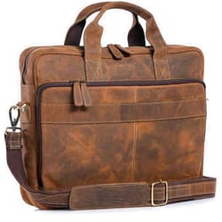 Komal's Passion Leather Leather briefcase 18 Inch Laptop Messenger Bags for Men and Women Best Office briefcase Satchel Bag