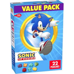 Betty Crocker Sonic The Hedgehog Fruit Flavored Snacks, Treat Pouches, Gluten Free Snack, Value Pack, 22 Ct, 17.6 oz