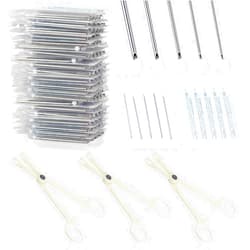 Autdorain 75Pcs Ear Nose Piercing Kit - 50Pcs Mix 12G 14G 16G 18G 20G Hollow Needles and 25Pcs Rounded Slotted Piercing Forceps