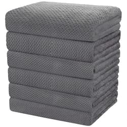 HOMEXCEL 6 Pack Bath Towel Set, (24 x 48 Inches) Microfiber Ultra Soft Highly Absorbent Bath Towel, Lightweight and Quick Drying Towels for Hotel, Bathroom, Spa and Beauty Parlor, Grey