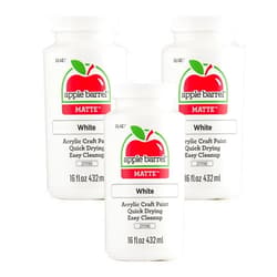 Apple Barrel Acrylic Paint in Assorted Colors, White (Pack of 3) 16 oz, 21119A- (Pack of 3)