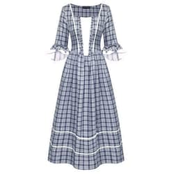 Scarlet Darkness Women Pioneer Colonial Costume Prairie Plaid Dresses