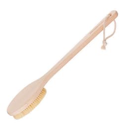 REDECKER Beechwood Bath and Shower Brush - Boar Bristle Back Brush Shower - 17-3/4 inch Handle for Hard-to-Reach Areas - Natural Pig Bristle Fibers Remove Dead Skin - Long Handled Bristle Shower Brush