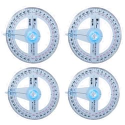Urjumpea 360 Degree Protractor Pack of 4, Durable Swing Arm Angle Protractor, Multifunctional Plastic Circle Protractor Ruler for School Office