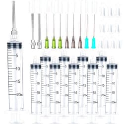 LabAider Injection Syringe 20ml Blunt tip Syringes Luer Lock 12Ga 14Ga 16Ga 18Ga Blunt Needle with Caps, for Epoxy Resin Oil Glue Ink Injector Craft Paint Industrial adhesives sealants lubricants Lab Science