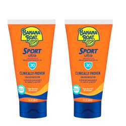 Banana Boat Sport Ultra Sunscreen Lotion SPF 30, Travel Size 3oz Twin Pack, Sweat & Water Resistant Sunblock for Active Lifestyle(Pack of 2)