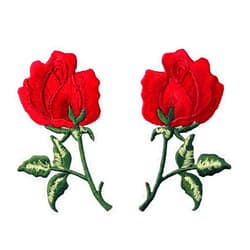 ZEGINs Flowers Boho Red Rose Patch Embroidered Retro Floral Applique Iron On Sew On Love Emblem, Set of 2 Pcs