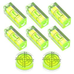 Bremorou 8 PCS Small Bubble Level Bullseye Spirit Level Mini Square Circular Measuring Leveling Tool for String Line for Camera Phonograph Turntable Tripod Frame Drill 1.57x0.59 in & 1.25x0.47in