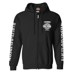 Harley-Davidson Men's Lightning Crest Full-Zippered Hooded Sweatshirt, Black