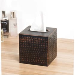 MyGift Brushed Bronze Hammered Metal Tissue Box Cover Holder with Open Bottom - Handcrafted in India