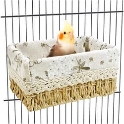 kathson Bird Nest Parrot House Birds Sleeping Bed Straw Weave All Season Hanging Hammock Bird Bed Snuggle Hut Birdcage Accessories for Parakeets Budgies Cockatiels Conures Quaker Parrot