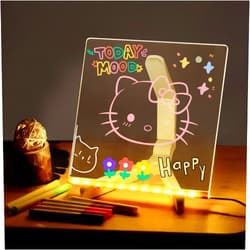 Sweetone Acrylic Dry Erase Board with Light,LED Note Board with Colors, Light up Dry Erase Board with Stand as a Glow Memo LED Letter Message Board Note Glass Led Board White Board
