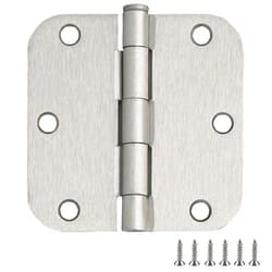 Design House 181412 Door Hinges for Interior Doors 5/8-inch Radius Steel Door Hinge Door Hardware, 3-1/2-inch x 3-1/2-inch, Satin Nickel, 3-Pack
