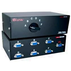 QVS CA298-6S 6-Port HD15 VGA SXGA Premium Manual Switch