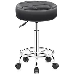 Brick Attic Rolling Stool with Wheels, PU Leather Small Office Chair with Foot Rest,Versatile Adjustable Swivel Stool for Tattoo Massage Salon Spa Teach Medical Facial Office Home Work Kitchen