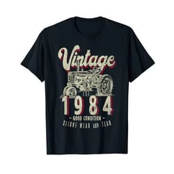 JRRTS Retro Birthday Farmer Tractor Designs 1984 Vintage Tractor Farmer Birthday Born In 1984 & Established T-Shirt
