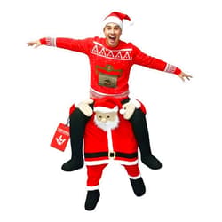 Morph Santa Piggyback Costume, Santa Claus Costume for Men, Funny Christmas Costumes, Christmas Costumes for Men