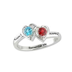 DXTYCUSTOM Custom Birthstone Promise Ring with 2 Birthstones Engraved Name - Personalized Jewelry for Couples, Friends, or Family, Available in Gold, Silver, and Rose Gold