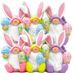 Needzo Resin Easter Bunny Garden Gnomes, Egg Spring Home Decorations, 8 inches (Pack of 2)