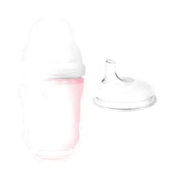 Olababy Gentle Bottle (8oz, Rose) + Soft Spout/Sippy Lid Transitional Bundle