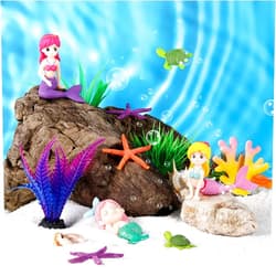 Jetec Aquarium Fish Tank Mermaid Ornament Miniature Mermaid Figurines with Simulated Seaweed for DIY Craft Aquarium Fish Tank Desk Accessories Decoration