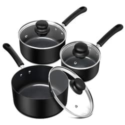 MICHELANGELO Nonstick Saucepan with Lid, Ceramic Sauce Pan Sets, Easy to Clean Sauce Pans, Multi-Purpose Cooking Pots, 1QT & 2QT & 3QT, Black