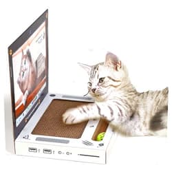 Generic Cat Laptop Scratcher, Cat Laptop Toy 3 in 1 with Fluffy Mouse and Stickers, Interactive Toys, Cat Scratching Board, Cute Kitten Toys, Cat Scratch Pads, Computer Cat Scratcher, Scratchpad Pro Laptop