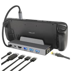 Henrety Docking Station for Steam Deck, 6-in-1 USB C Hub with HDMI 2.0 4K@60Hz, Gigabit Ethernet, 3 USB-A 3.0 and Full Speed Charging USB-C Port Compatible with Valve Steam Deck Gray