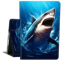 CAPAUNVDA Case for iPad 10.2 inch for iPad 9th/ 8th/ 7th Generation (2021/2020/2019),Slim Folding Stand Cover with Auto Wake/Sleep,Shark in Sea