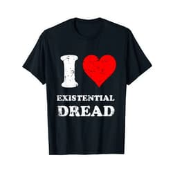 The Vintage Red Heart Clothing Distressed I Love Existential Dread T-Shirt