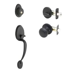 Copper Creek CZ2610XCK-BC Mid-Century Modern Entrance Handleset in Black with Colonial Knob Interior