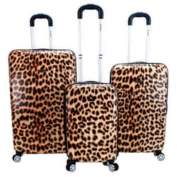 Rockland Safari Hardside Spinner Wheel Luggage, Leopard, 3-Piece Set (20/24/28)