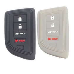 Btopars 2pcs 4 Buttons Silicone Rubber Remote Smart Key Fob Case Cover Protector Holder Compatible with Acura MDX 2022 Black Gray
