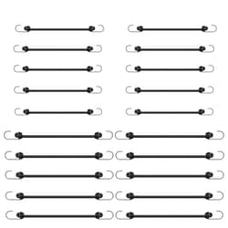 ZHOUBIN 20-pack Bungee Cords, include 10 packs of black 6 inch Black Bungee Cords with Hooks and 10 Packs of Black15 Inch Bungee Cords with Metal Hooks
