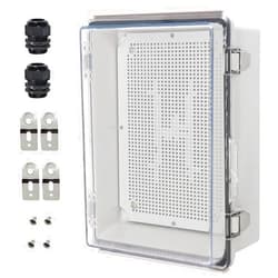 Zulkit Junction Box IP67 Waterproof Electrical Box Hinged Clear Cover Stainless Steel Latch Plastic Enclosure for Project w Mounting Plate Wall Bracket and 2 Cable Gland 11